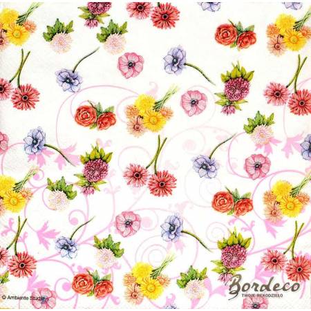 Serwetka do decoupage AMBIENTE drobne kwiatki 33x33